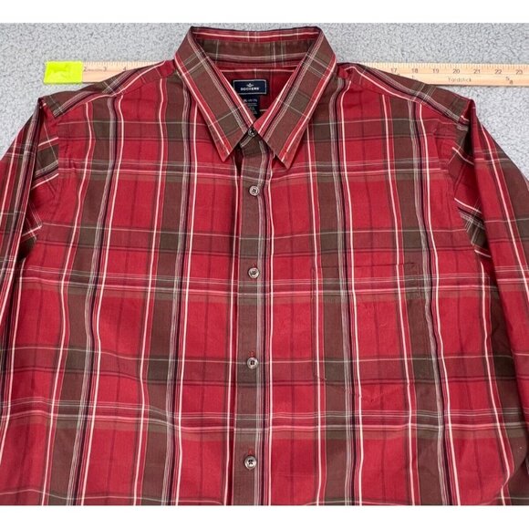Dockers Men'x XL 17/17 1/2 Red Plaid Button Down Shirt Long Sleeves - Picture 2 of 10